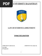 Amity University Rajasthan: Law of Evidence Assignment