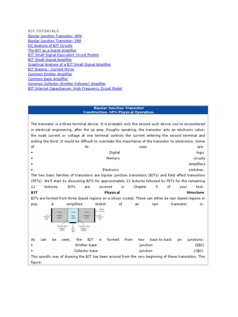 Bipolar Junction Transistor Circuit Diagram