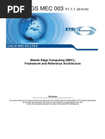 Etsi Gs Mec 003: Mobile Edge Computing (MEC) Framework and Reference Architecture