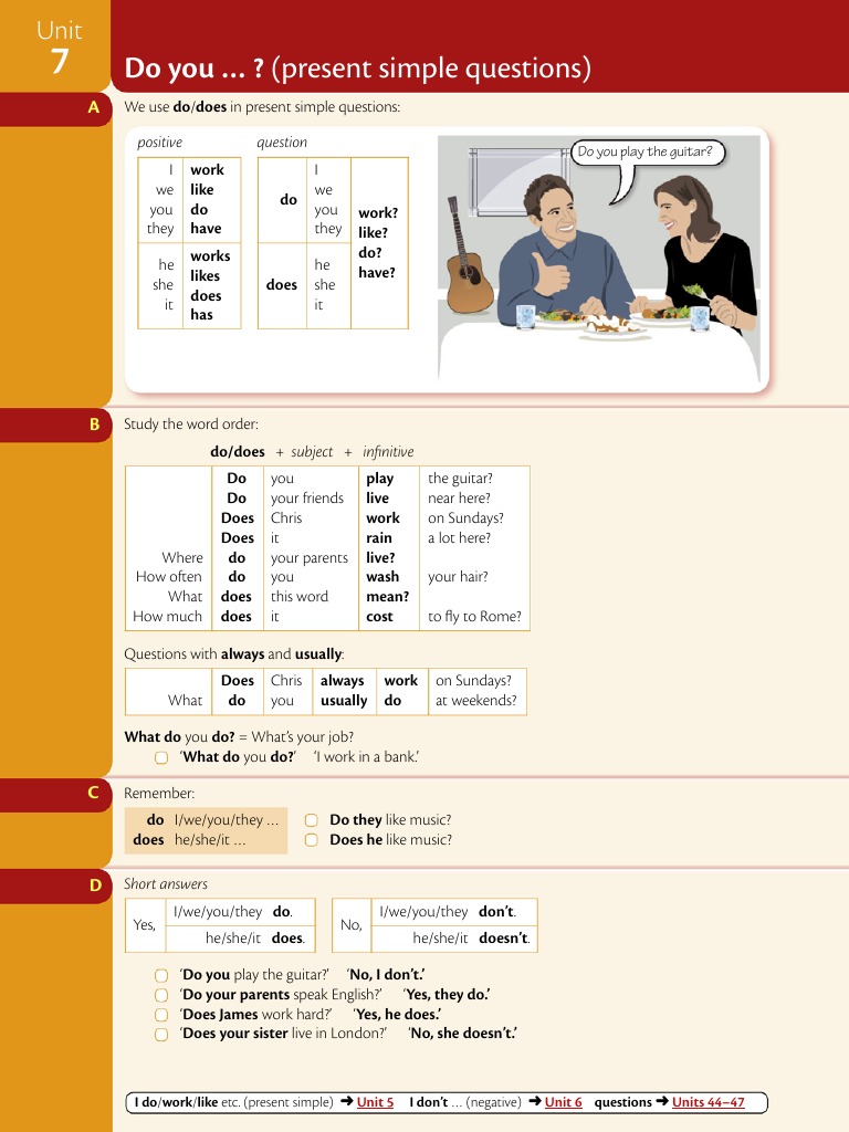Unit 4 Simple Present Questions - Johan Franco | PDF | Language ...