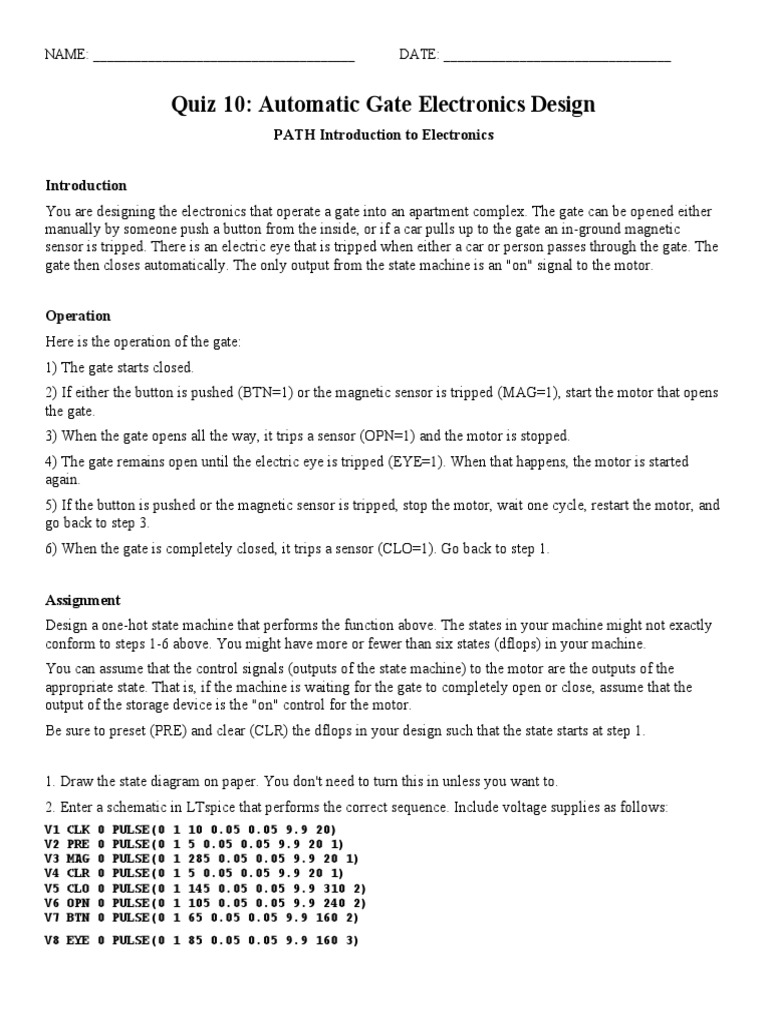 Electronics Quiz 1 PDF Electronic Engineering