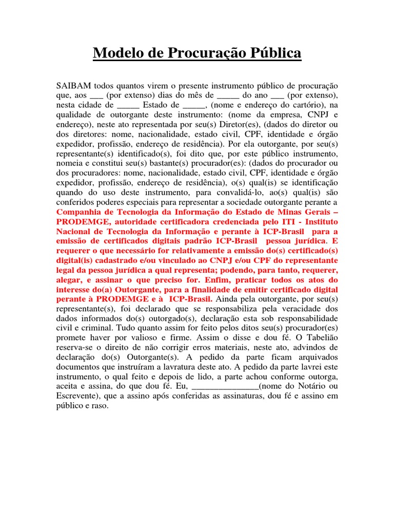 Modelo - Procuracao - Publica Modelo | PDF