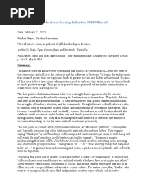 Professional Reading Reflection EPPSP Phase I: Summary