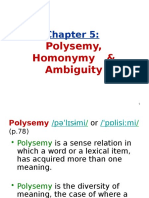 Polysemy, Homonymy & Ambiguity