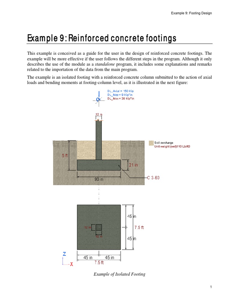 Example 9: Reinforced Concrete Footings: Example of Isolated Footing ...