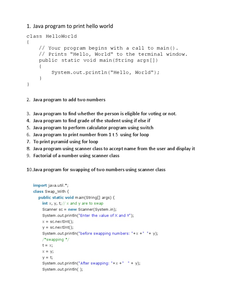 jAVA LAB Programs | PDF | Array Data Structure | Method (Computer ...