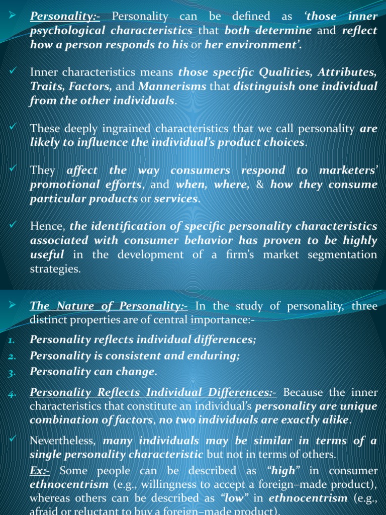 Personality and Consumer Behavior | PDF | Id | Consumer Behaviour