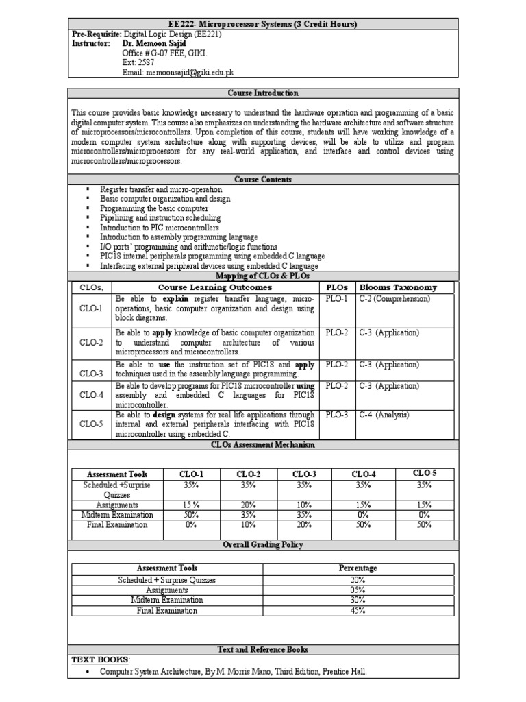 EE222: Microprocessor Systems Overview | PDF | Microcontroller | Office ...