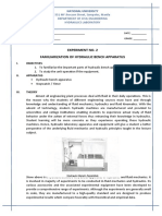 Experiment No. 2 Familiarization of Hydraulic Bench Apparatus