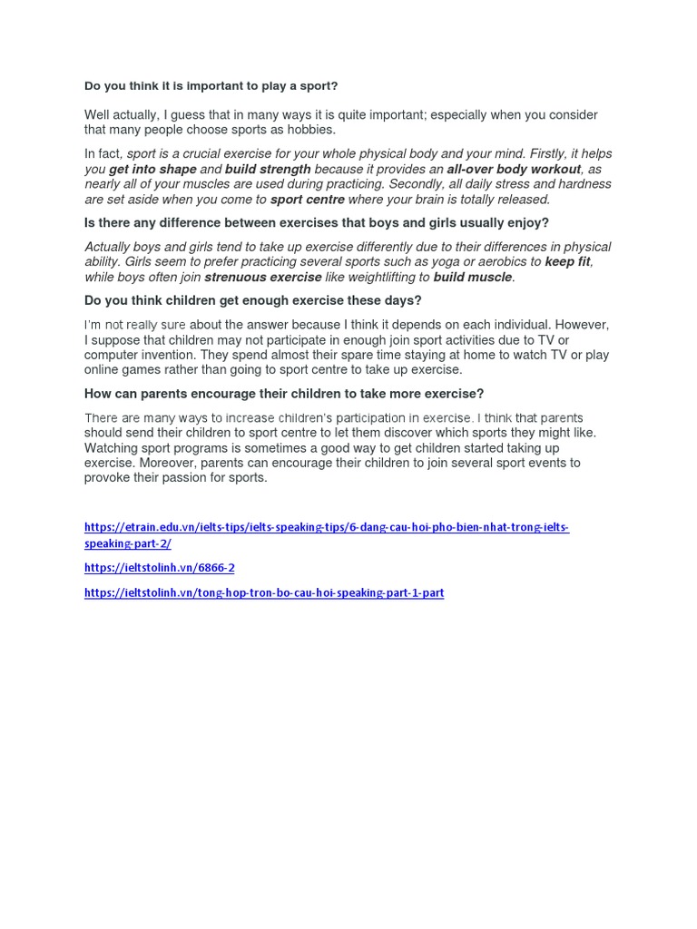 Importance of Sports for Health and Kids | PDF