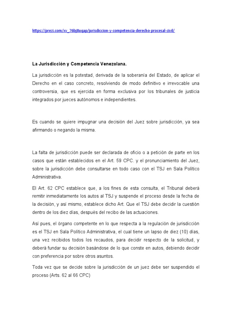 Jurisdicción y Competencia en Venezuela | PDF | Competencia (ley ...