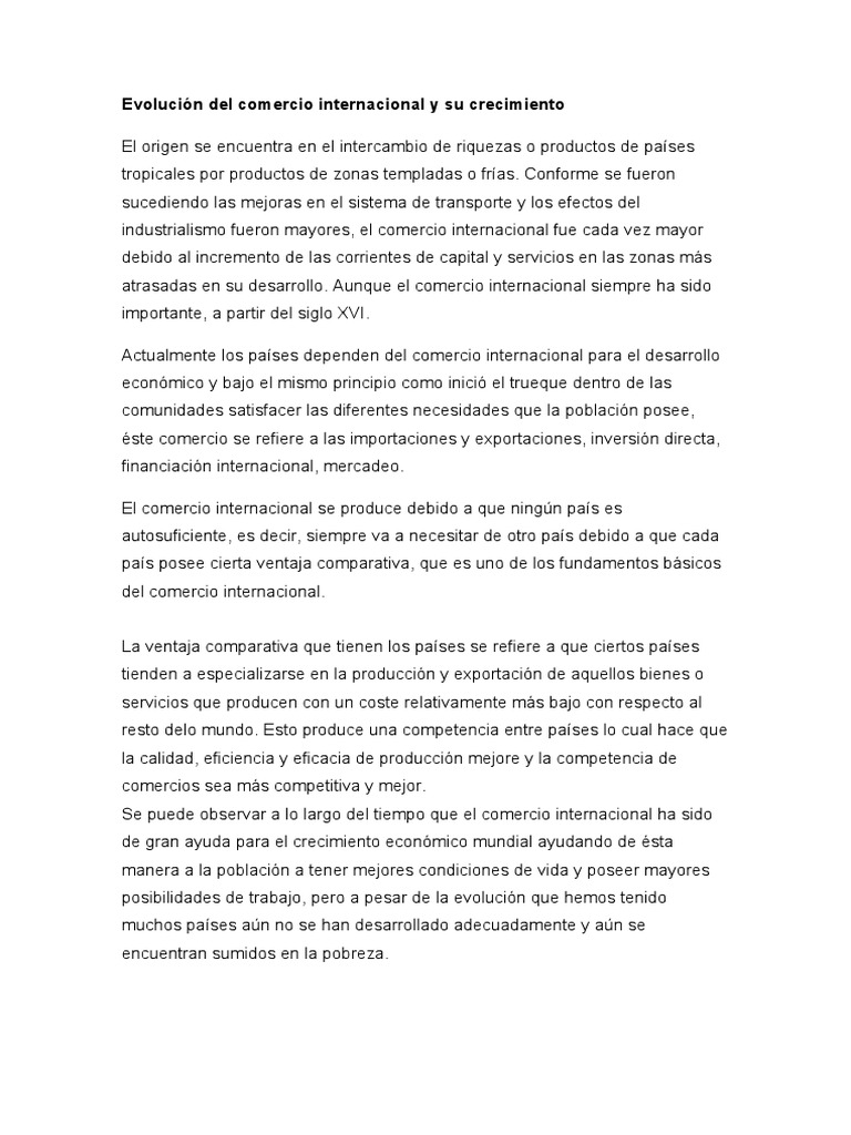 Evolución del Comercio Internacional | PDF | El comercio internacional ...
