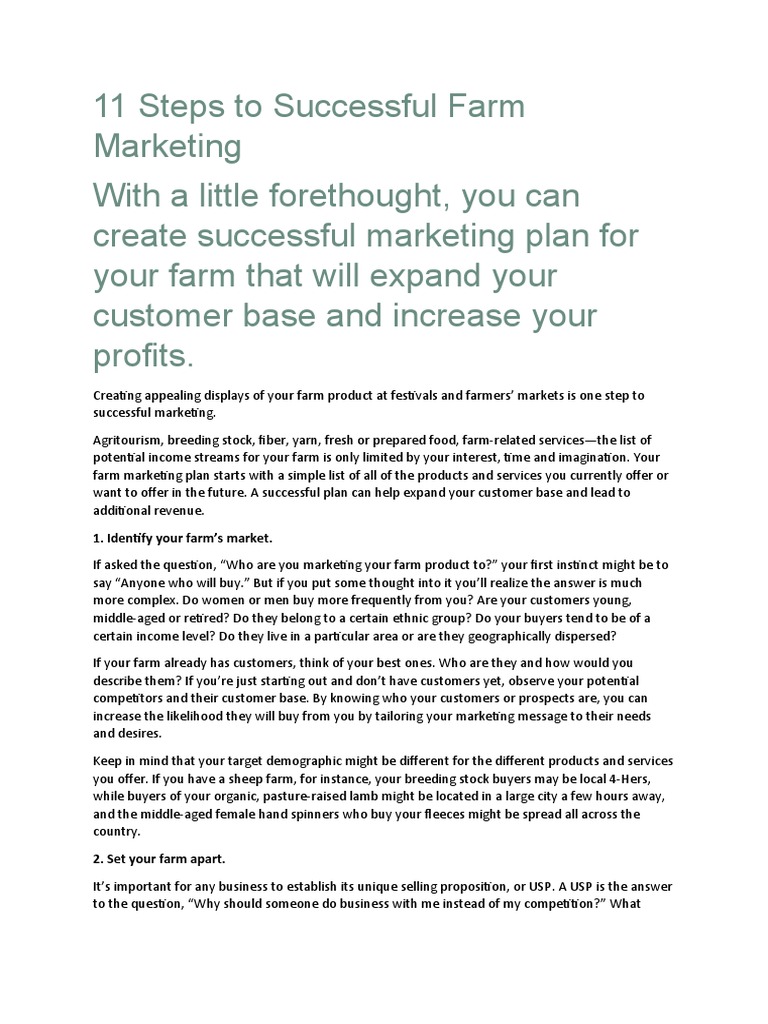 11 Steps for Effective Farm Marketing | PDF | Marketing | Agriculture
