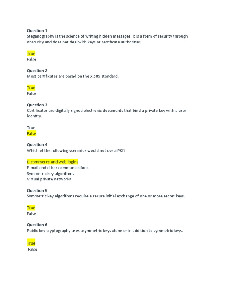 Practice Quiz Questions | PDF | Key (Cryptography) | Public Key 