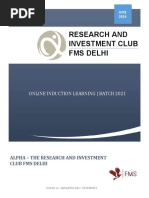 Research and Investment Club Fms Delhi: Online Induction Learning - Batch 2021