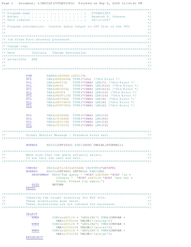 Convert Query to CSV in IFS | PDF | Errors And Residuals | Computer Data
