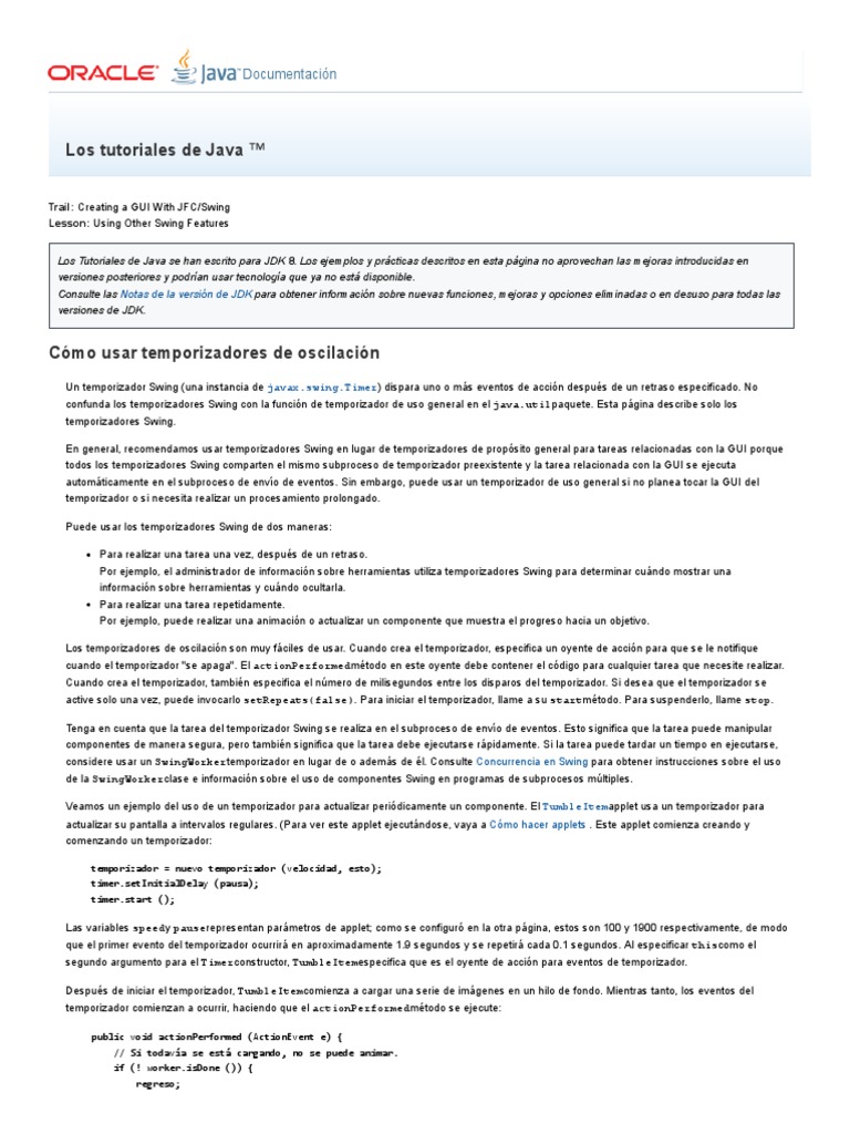 How To Use Swing Timers PDF Java (lenguaje de programación) Hilo