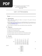 Lab 5. LU Factorization: Name: 1 Instructions