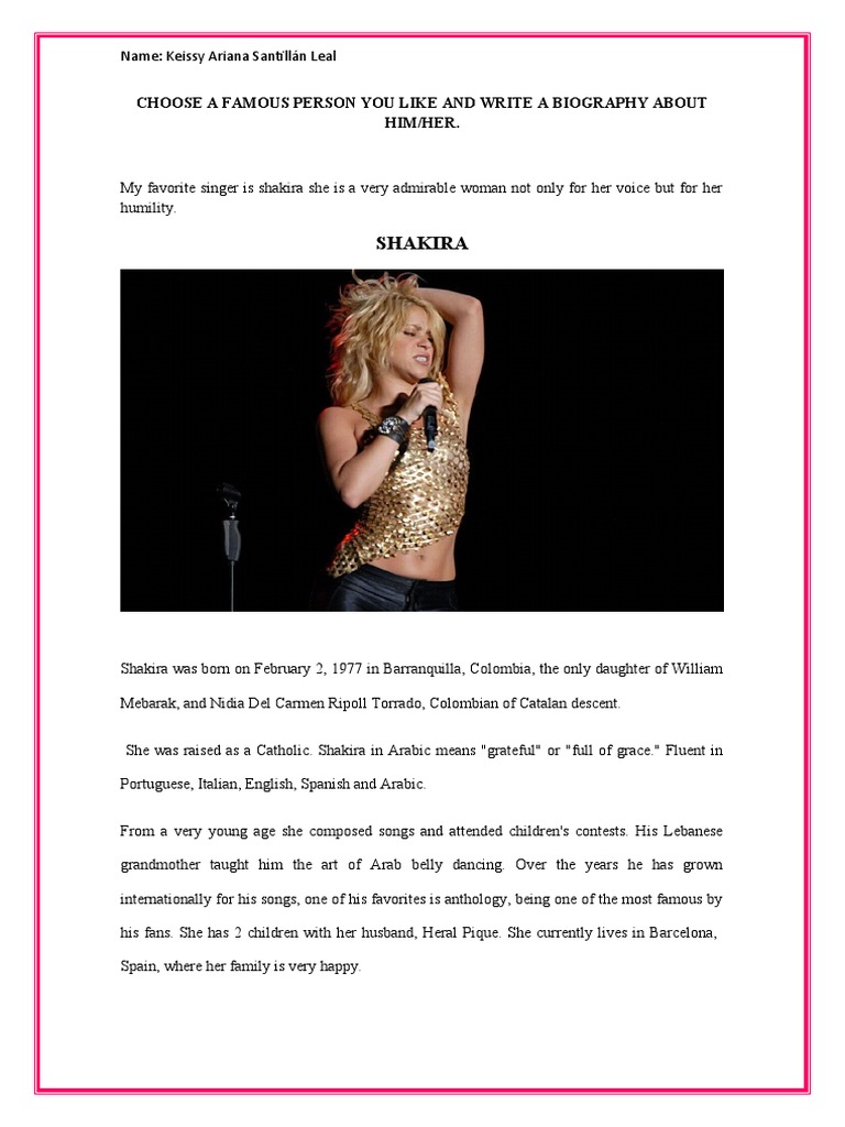 Choose A Famous Person You Like and Write A Biography About Him  PDF