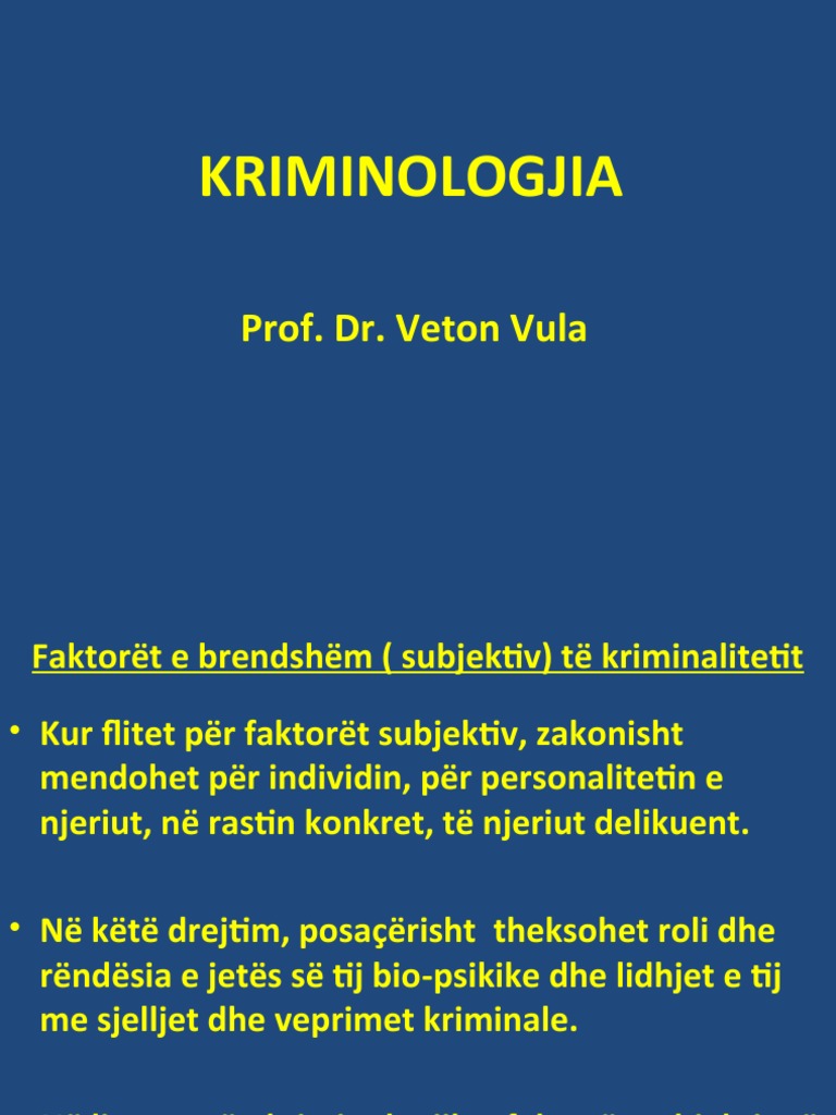 Kriminologjia: Prof. Dr. Veton Vula | PDF