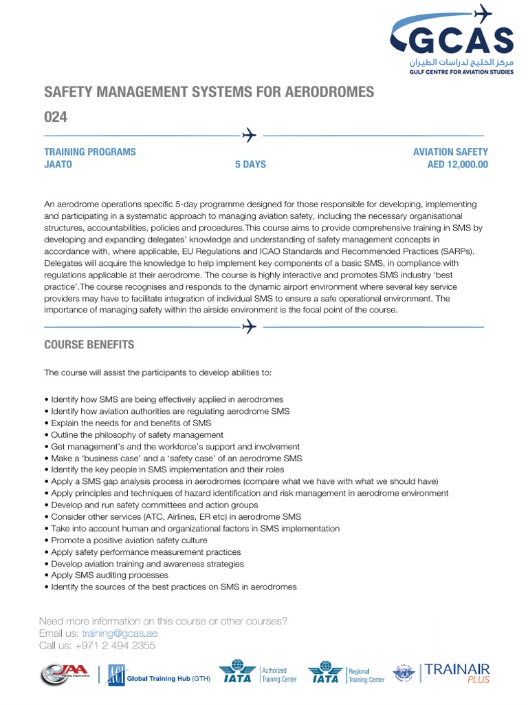 Aerodrome Safety Management Course | PDF | Safety | Business