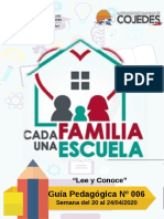 GUIA PEDAGOGICA N° 006 PLAN CADA FAMILIA UNA ESCUELA 20 al 24 de abril 2020 -(1)