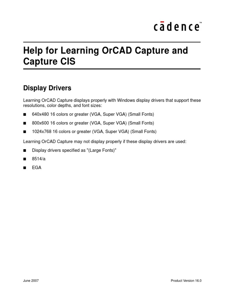Help For Learning Orcad Capture and Capture Cis Display Drivers PDF