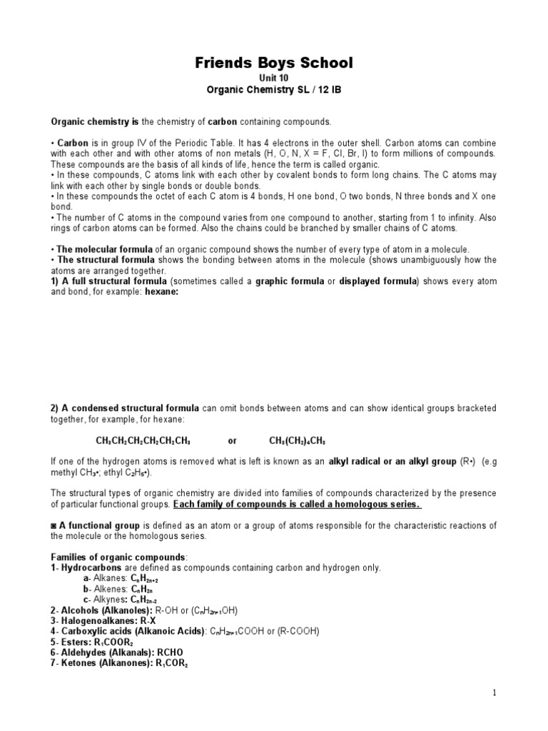 Organic Chemistry Basics for IB Students | PDF | Alkane | Alkene