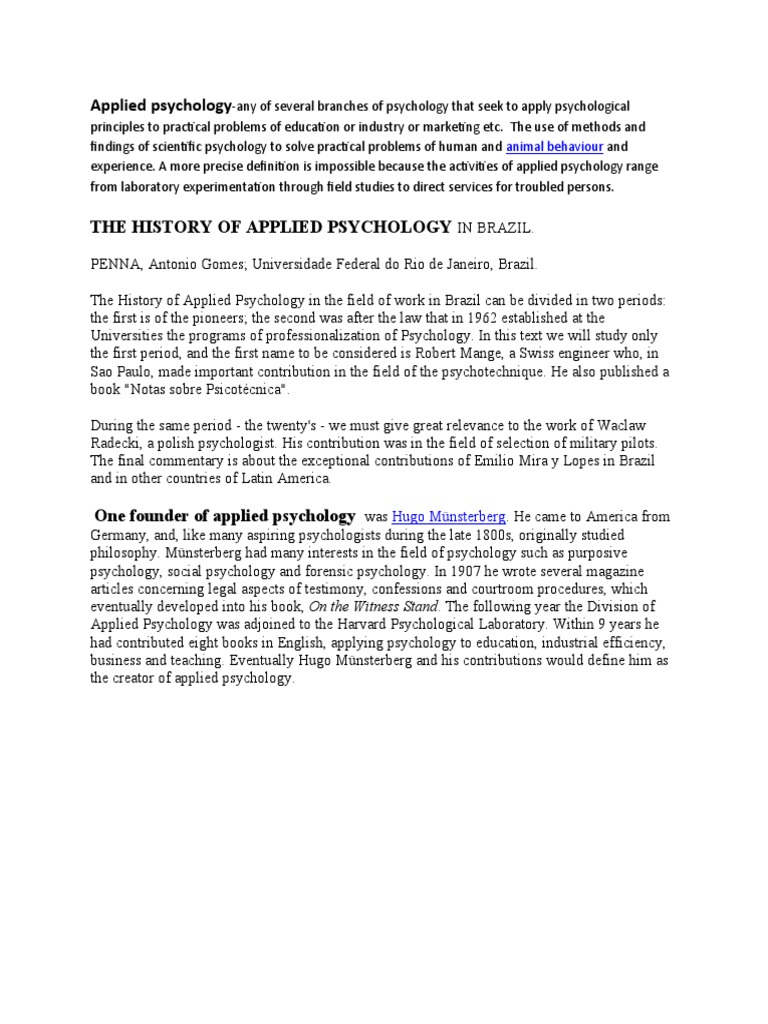 Applied Psychology 2 PDF Psychology Applied Psychology