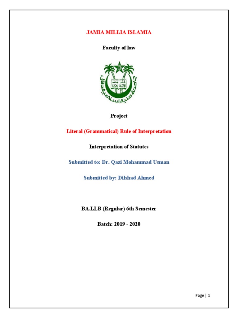 Interpretation of Statute PDF Plain Meaning Rule Statutory