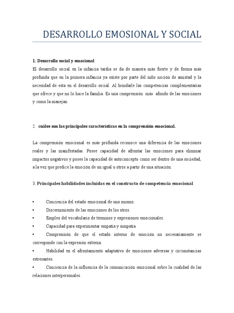 Desarrollo Emocional y Social Infantil | PDF | Las emociones | Ira