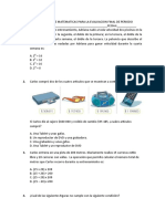 Cuestionario de Matematicas para La Evaluacion Final de Periodo