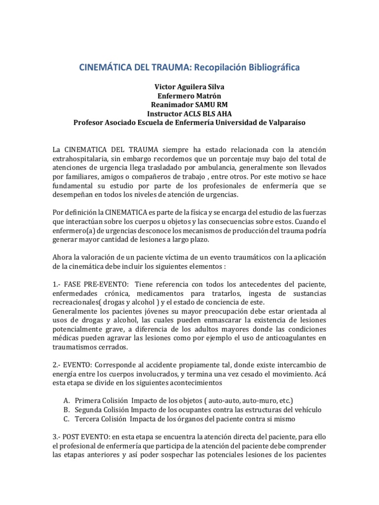 Cinemática del Trauma en Urgencias | PDF | Lesión | Masa