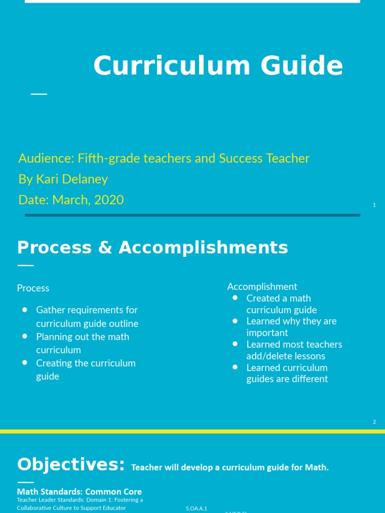 Curriculum Guide: Audience: Fifth-Grade Teachers and Success Teacher by ...