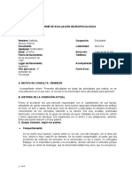 Evaluación neuropsicológica informe