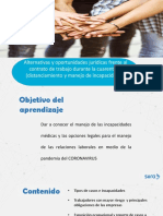 Alternativas y Oportunidades Jurídicas Frente Al Contrato de Trabajo Durante La Cuarentena (Distanciamiento y Manejo de Incapacidades) PDF