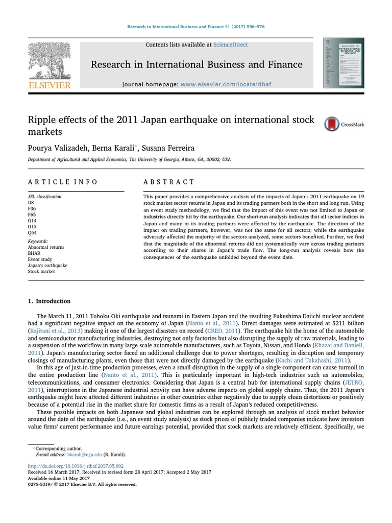 Ripple Effects of The 2011 Japan Earthquake On International Stock ...