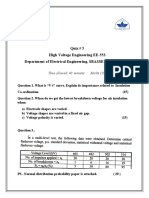 Quiz # 5 High Voltage Engineering EE-553 Department of Electrical Engineering, SBASSE LUMS, Lahore