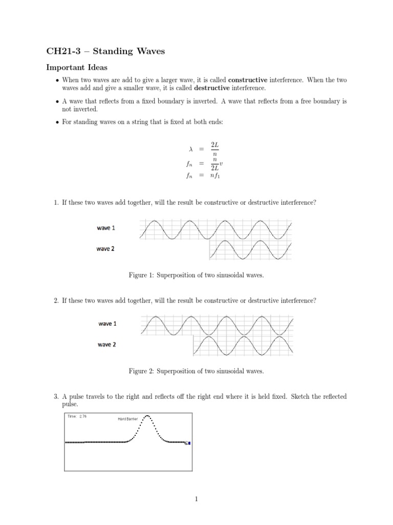 CH21-3 - Standing Waves: Important Ideas | PDF | Waves | Harmonic