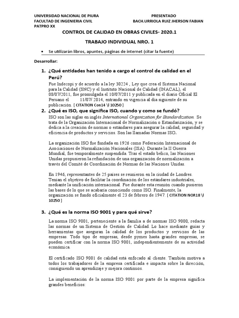 Control de Calidad en Obras Civiles | PDF | Organización internacional ...