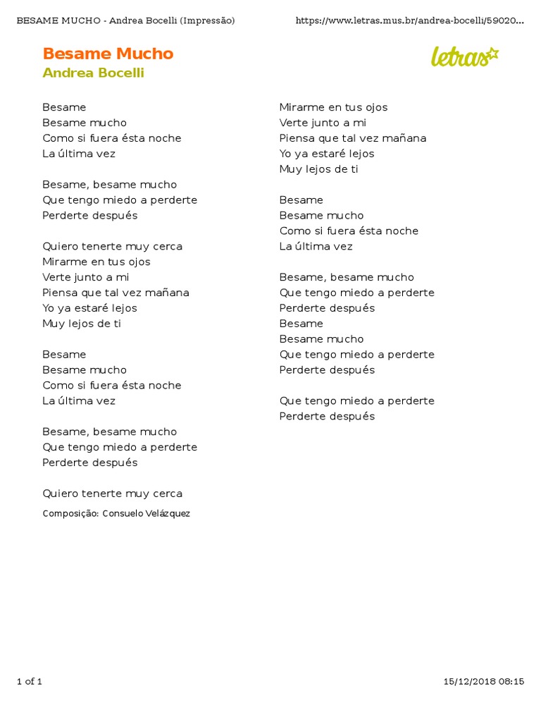 Besame Mucho LETRA | PDF