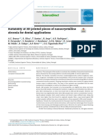 Suitability of 3D printed pieces of nanocrystaline zirconia for dental applications ZIRC IMPRESO # 1