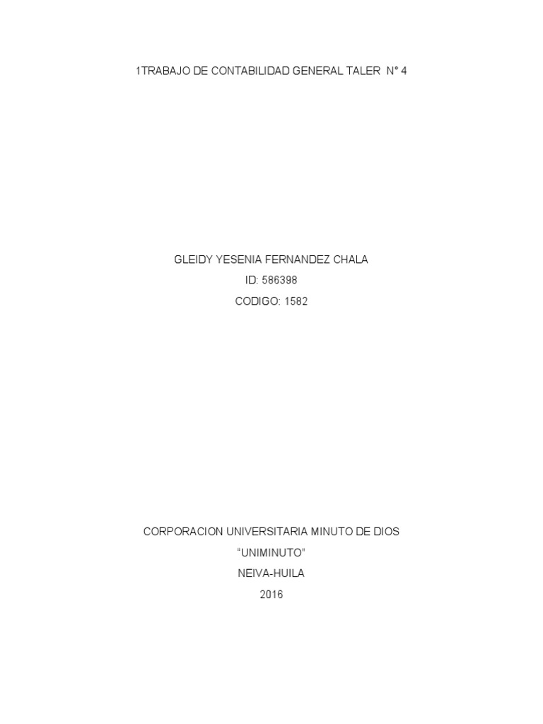 Taller Tarea 4 Contabilidad | PDF | Contabilidad financiera | Contabilidad