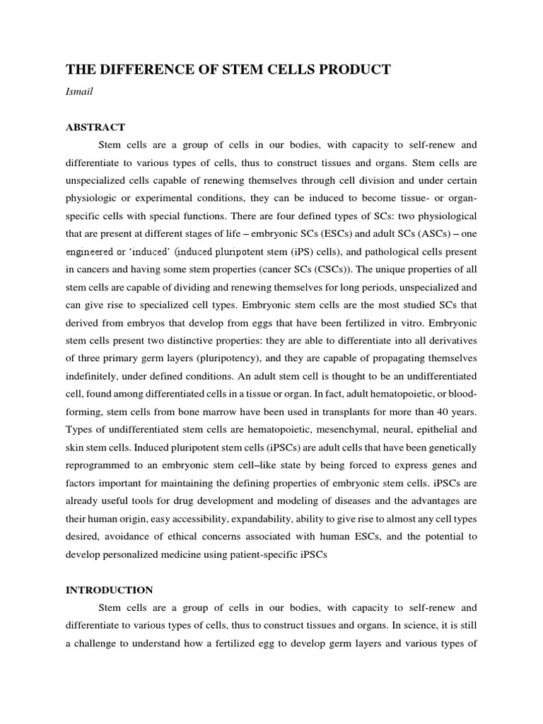 Understanding Stem Cell Types and Functions | PDF | Stem Cell | Cell ...