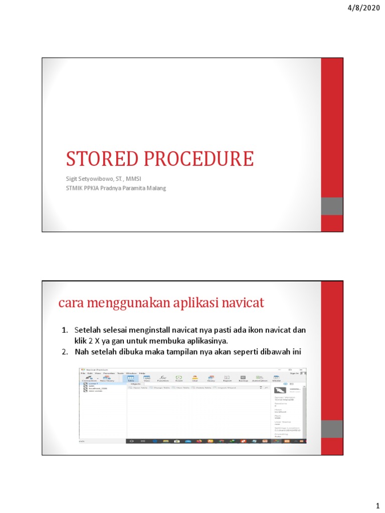 Panduan Lengkap Menggunakan Navicat dan Stored Procedure | PDF | Bisnis