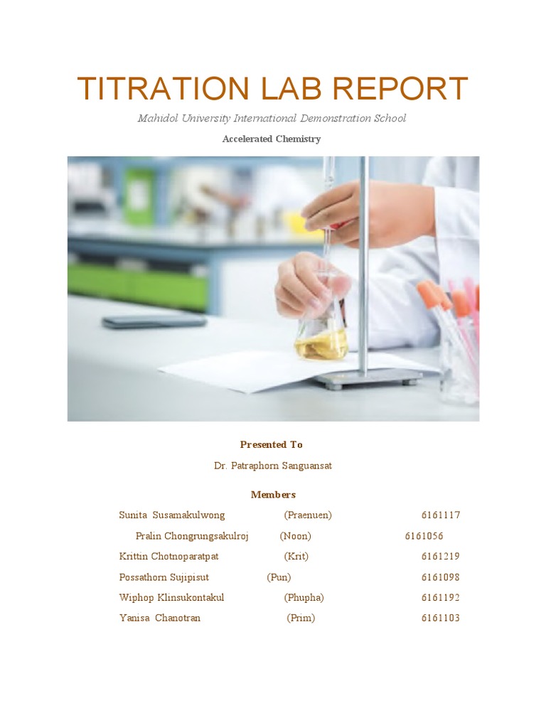 Titration Lab Report PDF Ph Titration