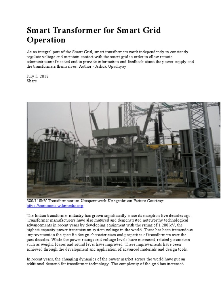 Smart Transformer For Smart Grid Operation | PDF