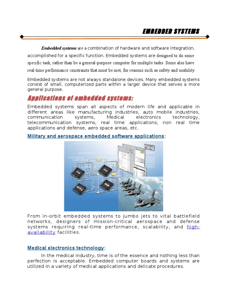 Applications of Embedded Systems PDF Digital Signal Processing Embedded System