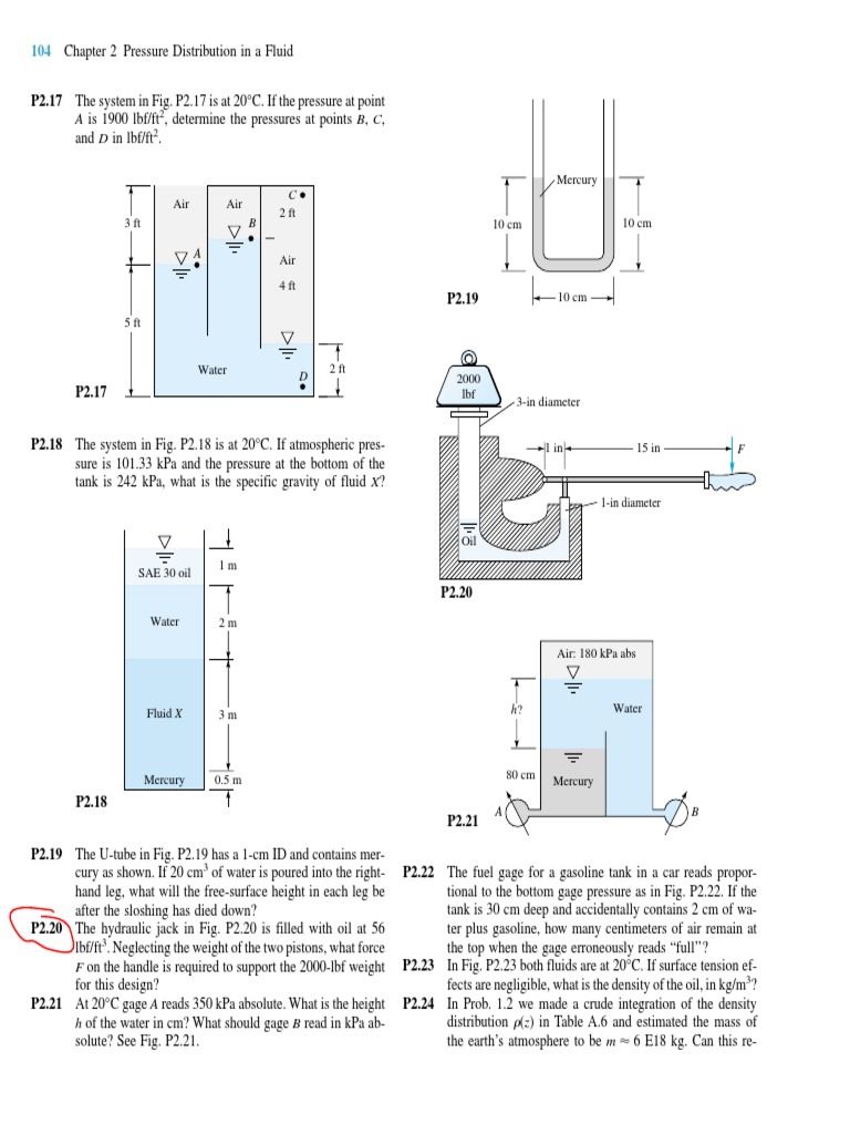 Fluid Pressure and Manometer Calculations | PDF | Pressure Measurement ...