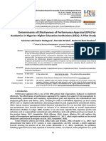 Determinants of Effectiveness of Performance Appraisal (EPA) For Academics in Nigerian Higher Education Institutions (HEIs) A Pilot Study